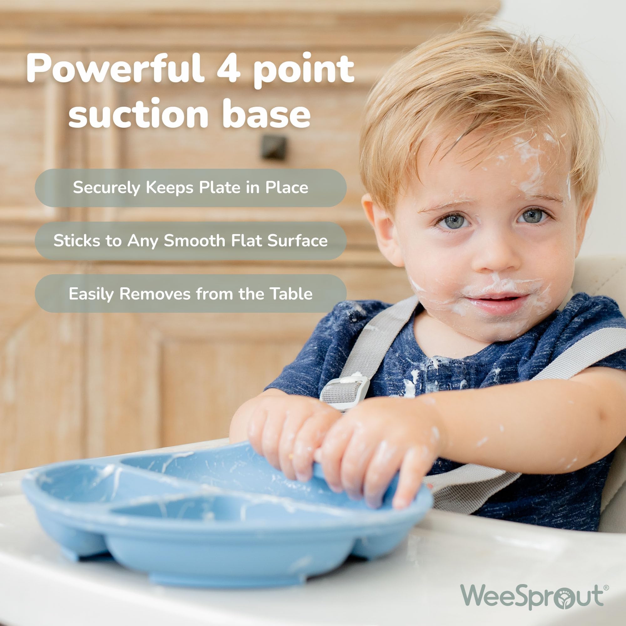 WeeSprout divided-design plate keeps foods separate for picky eaters