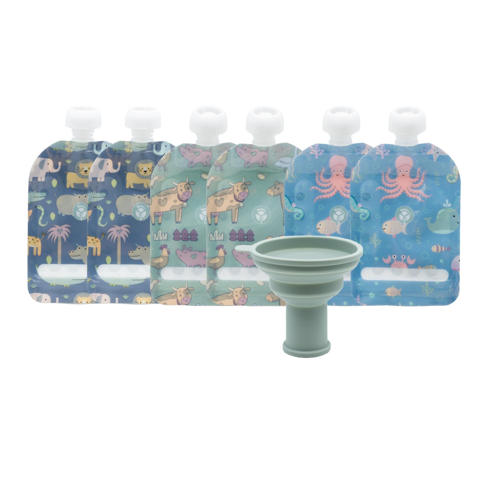 WeeSprout double zipper pouches with filling funnel for quick, mess-free meal prep.