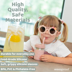 WeeSprout easy-grip silicone sleeve improves grip and protects small hands from cold metal.
