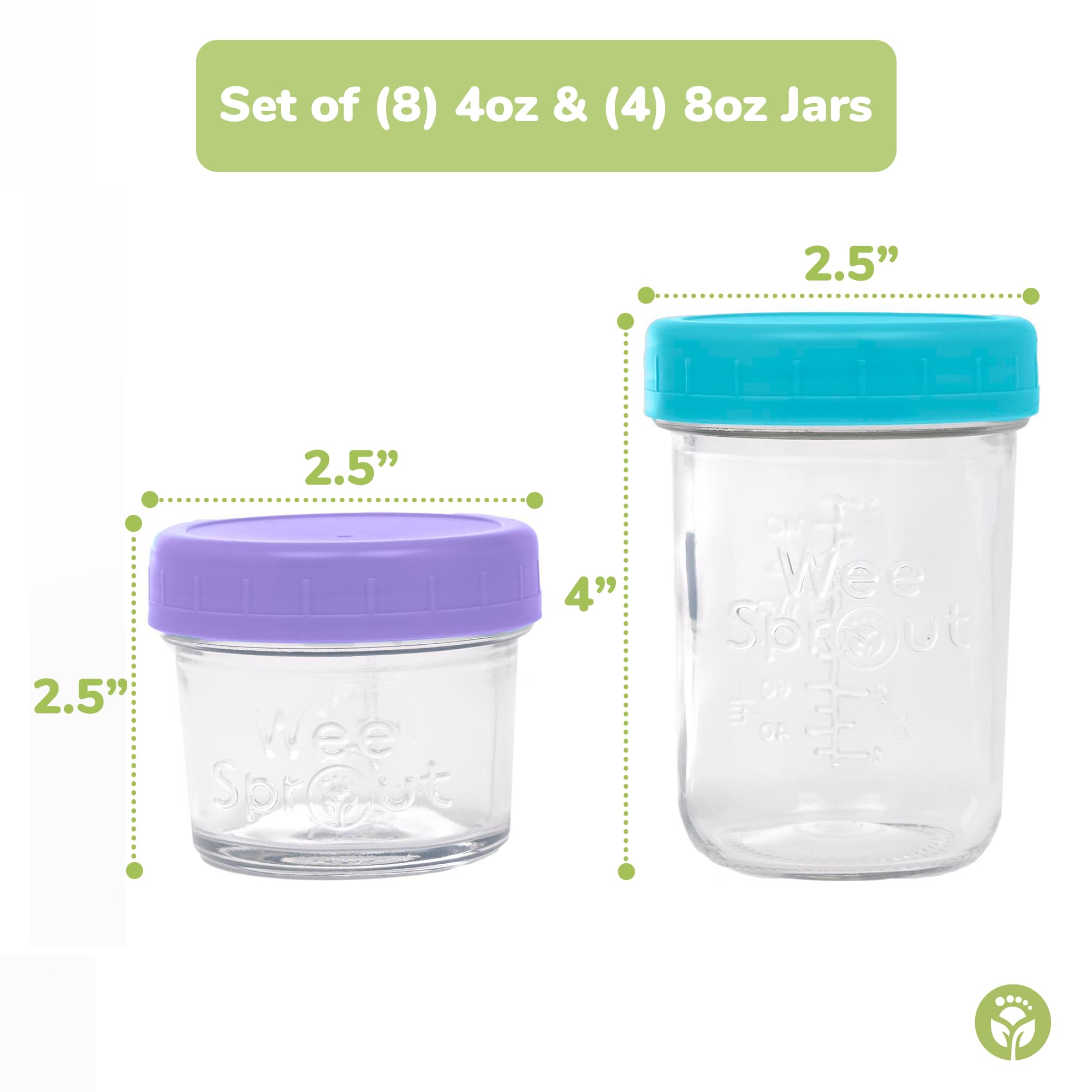WeeSprout freezer-safe glass jars preserve freshness for pre-made meals.