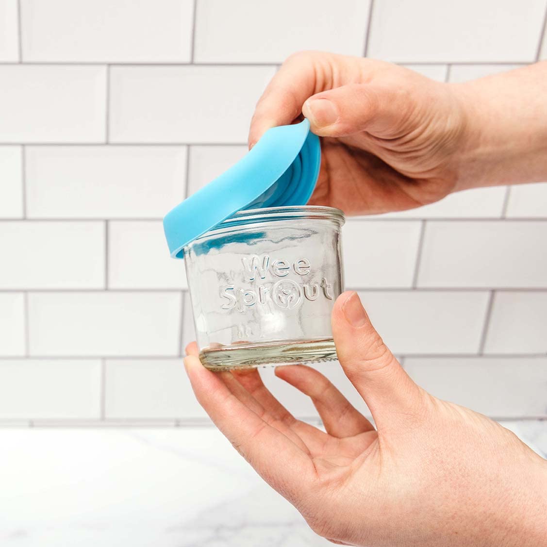 WeeSprout jar showing measurement markers for precise portions