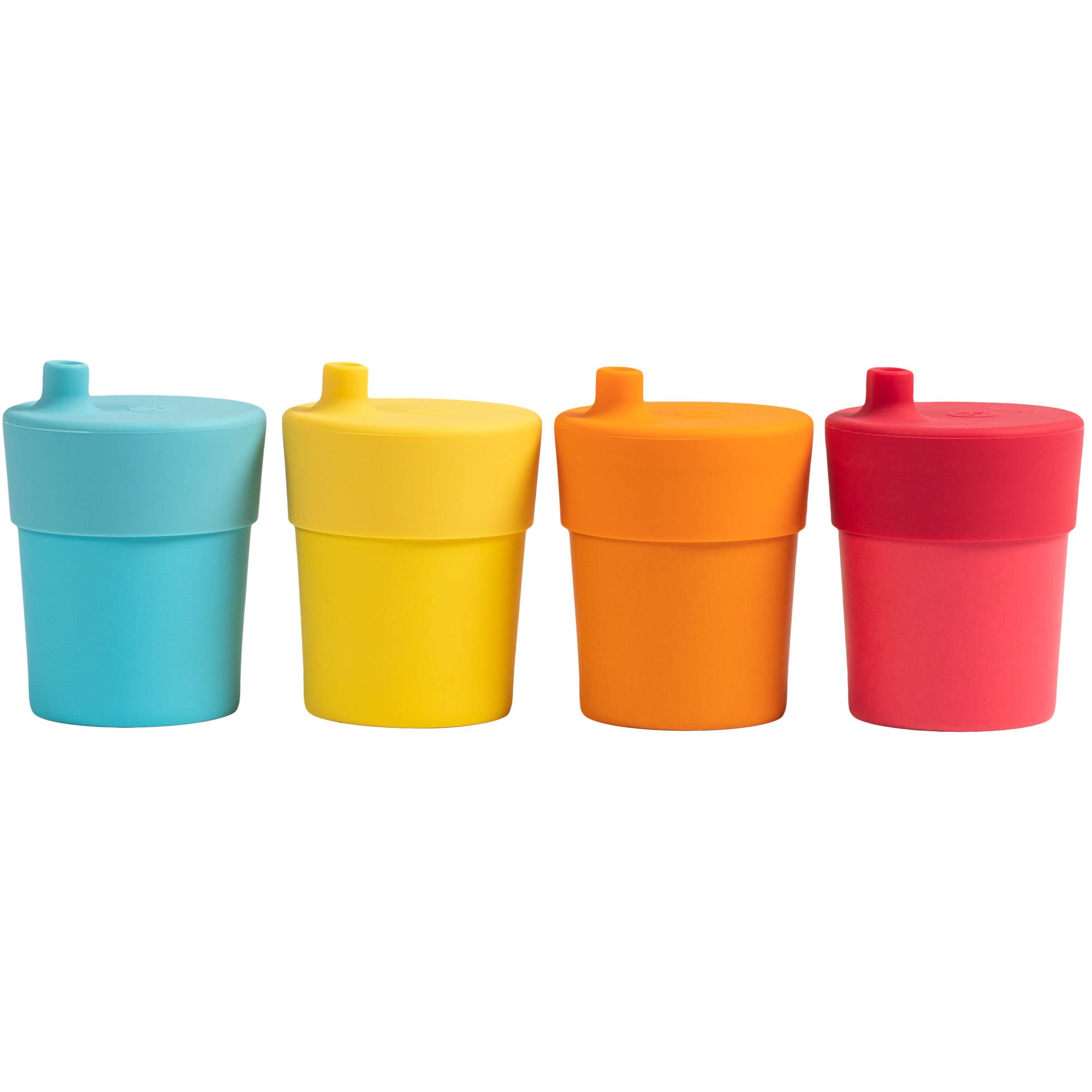 WeeSprout grow-with-me cups with lids show four-pack ready for toddler transitions.