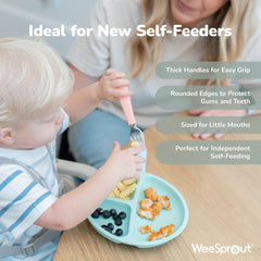 WeeSprout kid-sized utensils - ideal length for young children learning self-feeding