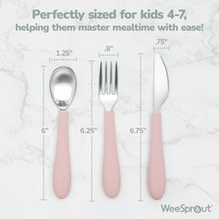 WeeSprout kids utensils set fork purple with balanced weight for controlled bites