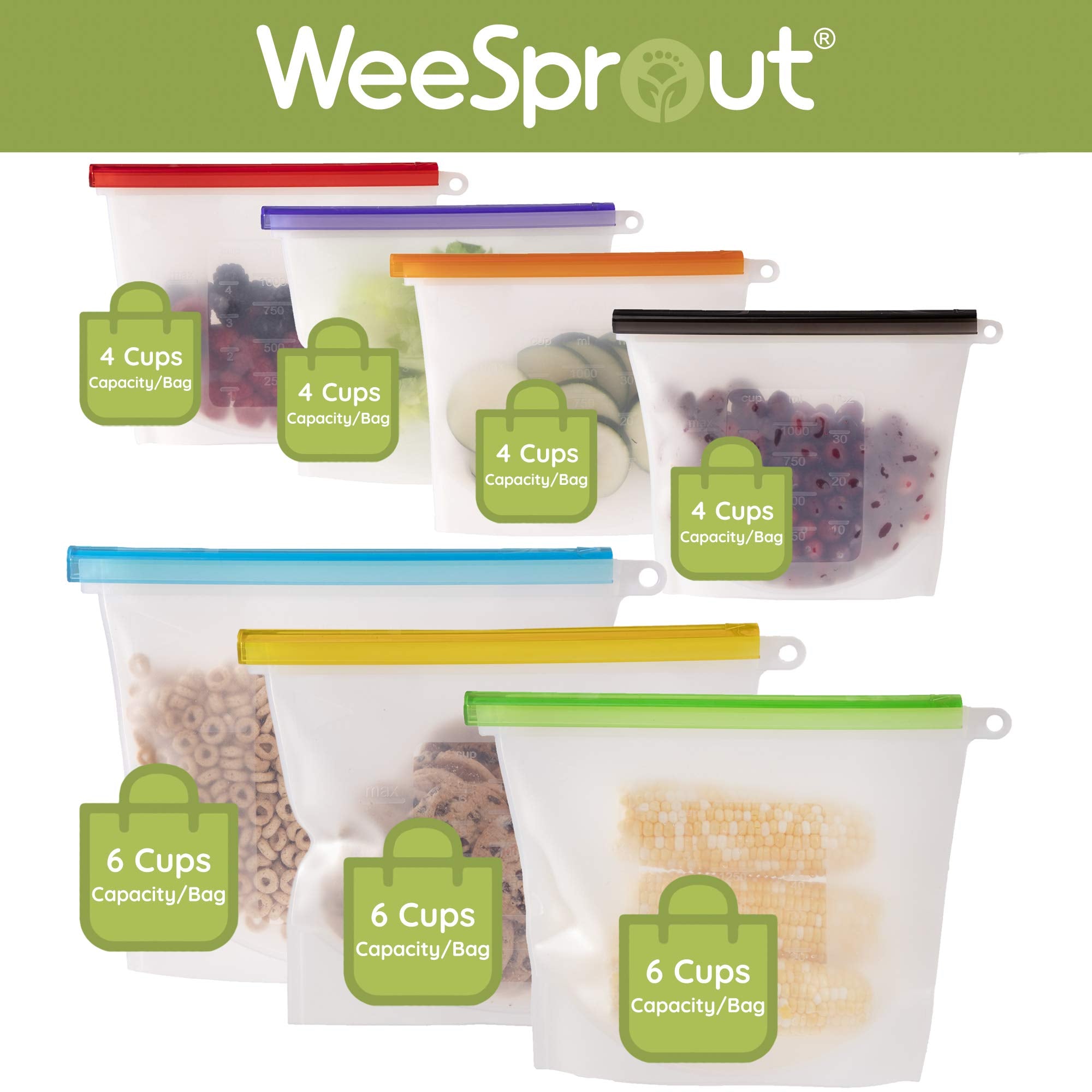 WeeSprout leakproof silicone bag showcases airtight seal for snack storage at school