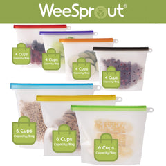WeeSprout leakproof silicone bag showcases airtight seal for snack storage at school