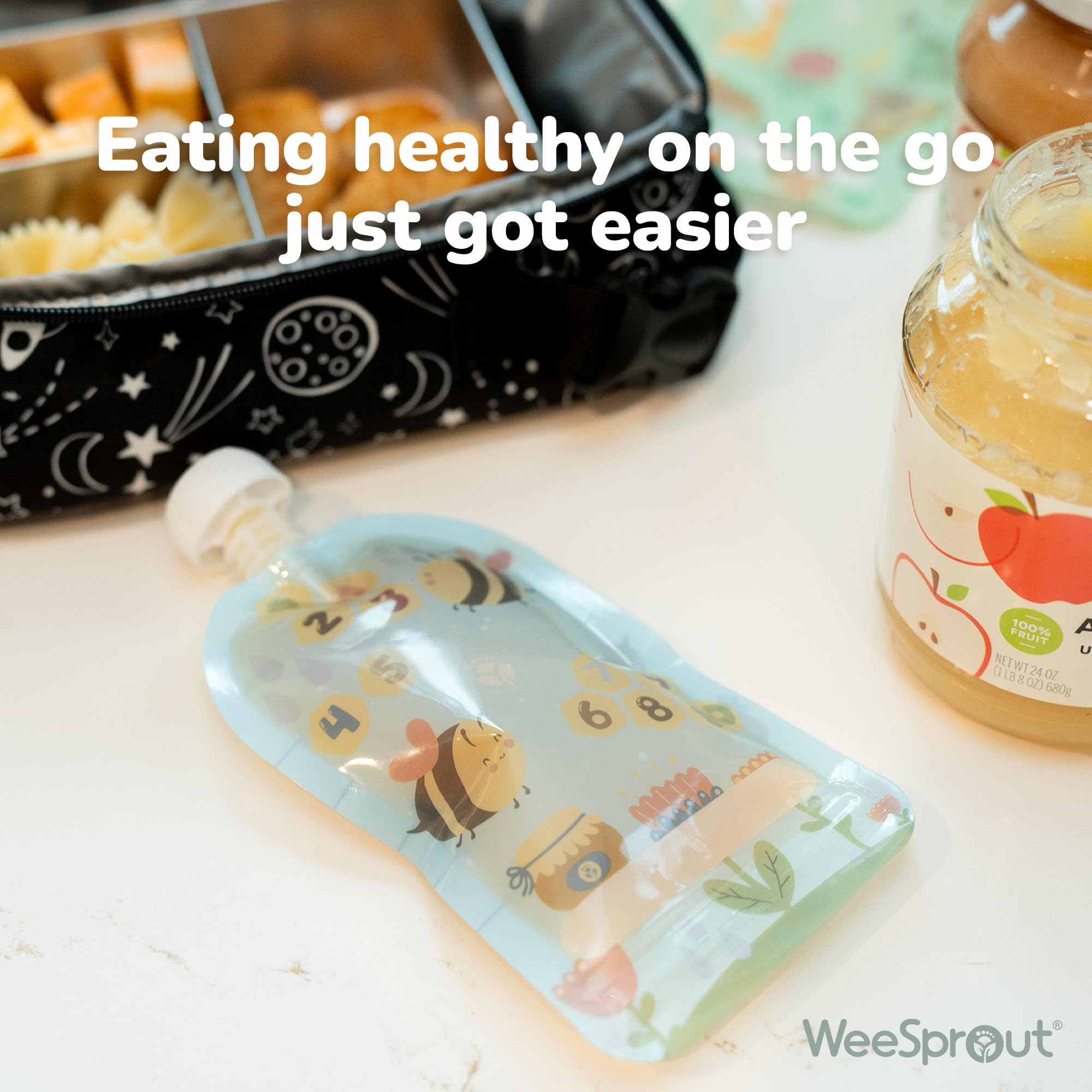 WeeSprout leakproof double zipper prevents spills during travel.