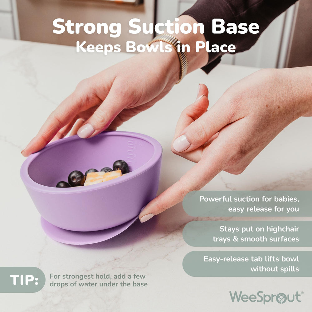 WeeSprout leakproof lids on bowls for portable meals