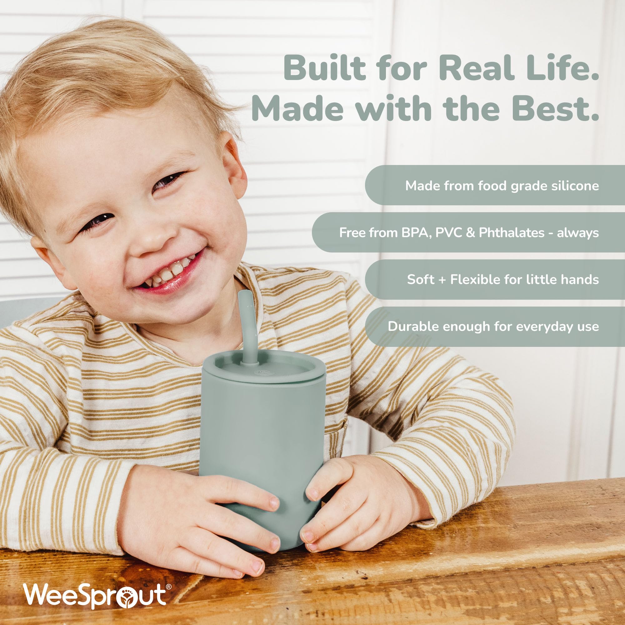 WeeSprout measurement markings aid daily hydration tracking for kids.