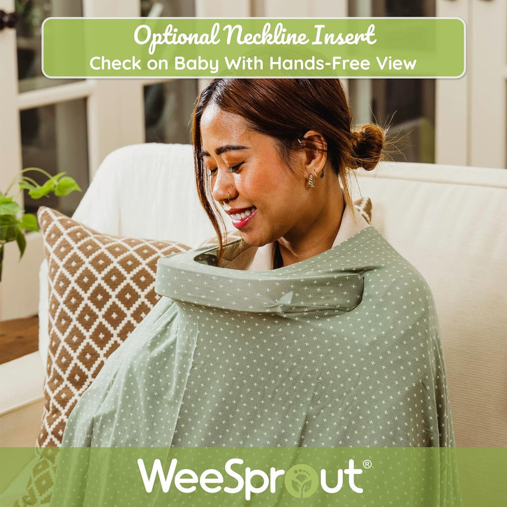 WeeSprout neckline insert hands-free-view enables easier baby checks.