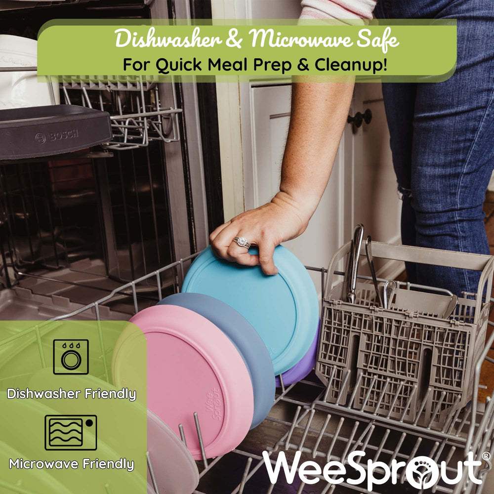 WeeSprout plate with lid set supports organized snack portions.