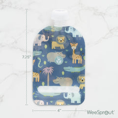 WeeSprout pouch filler included helps fast, clean portioning of baby foods.