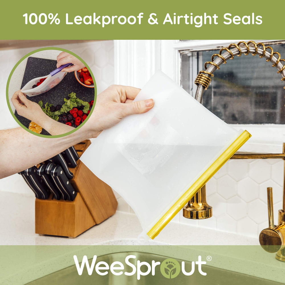WeeSprout reusable silicone bag ideal for lunch organization and waste reduction