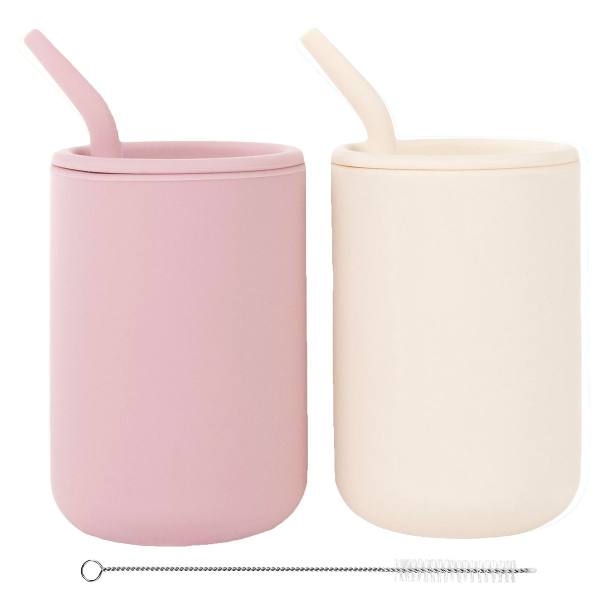 WeeSprout silicone baby cups 4oz two-pack with lids for easy grip and spill control.