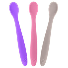 WeeSprout silicone baby spoons soft-tip closeup for gentle teething-friendly feeding