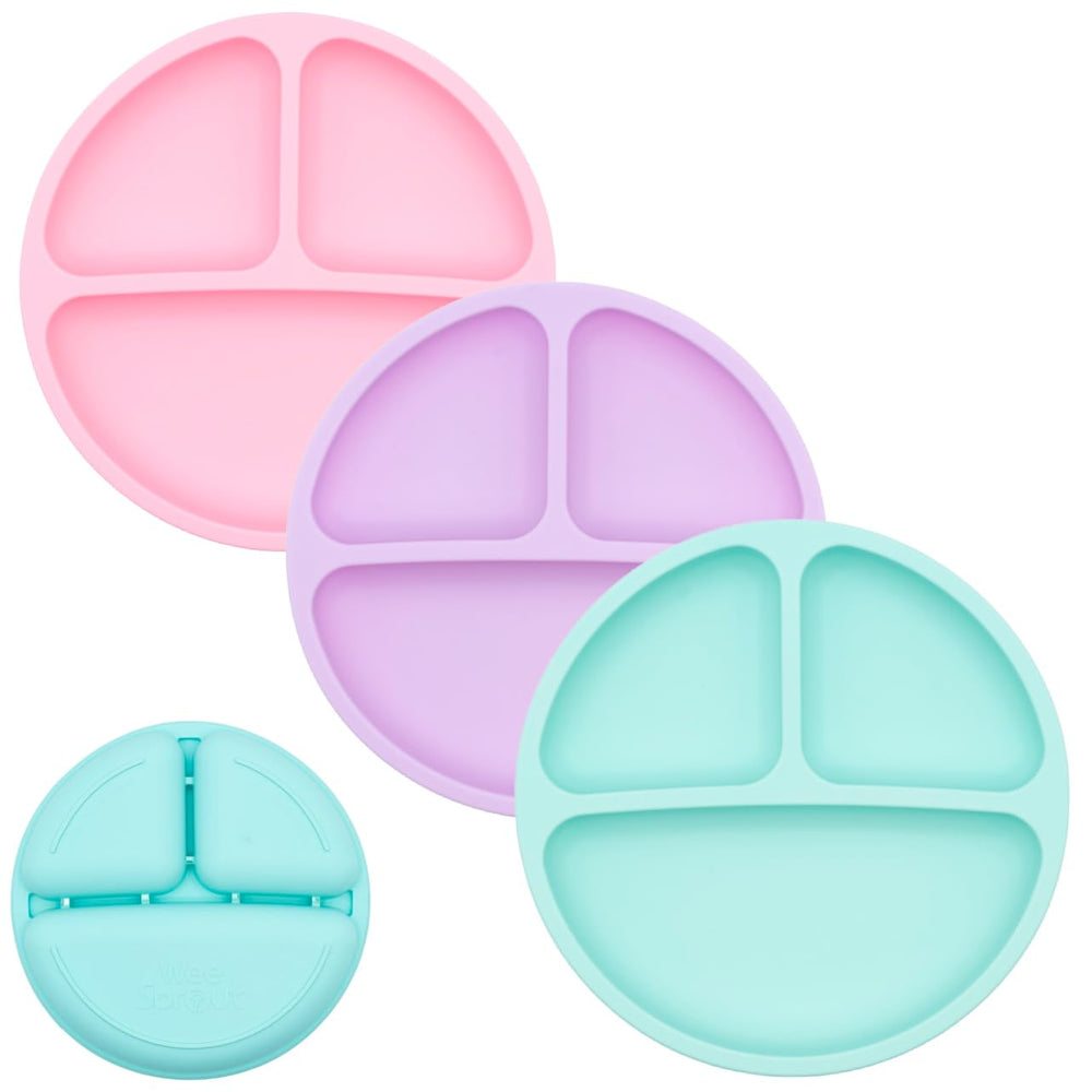 WeeSprout silicone-divided-plates show durable, mess-free meals for toddlers.