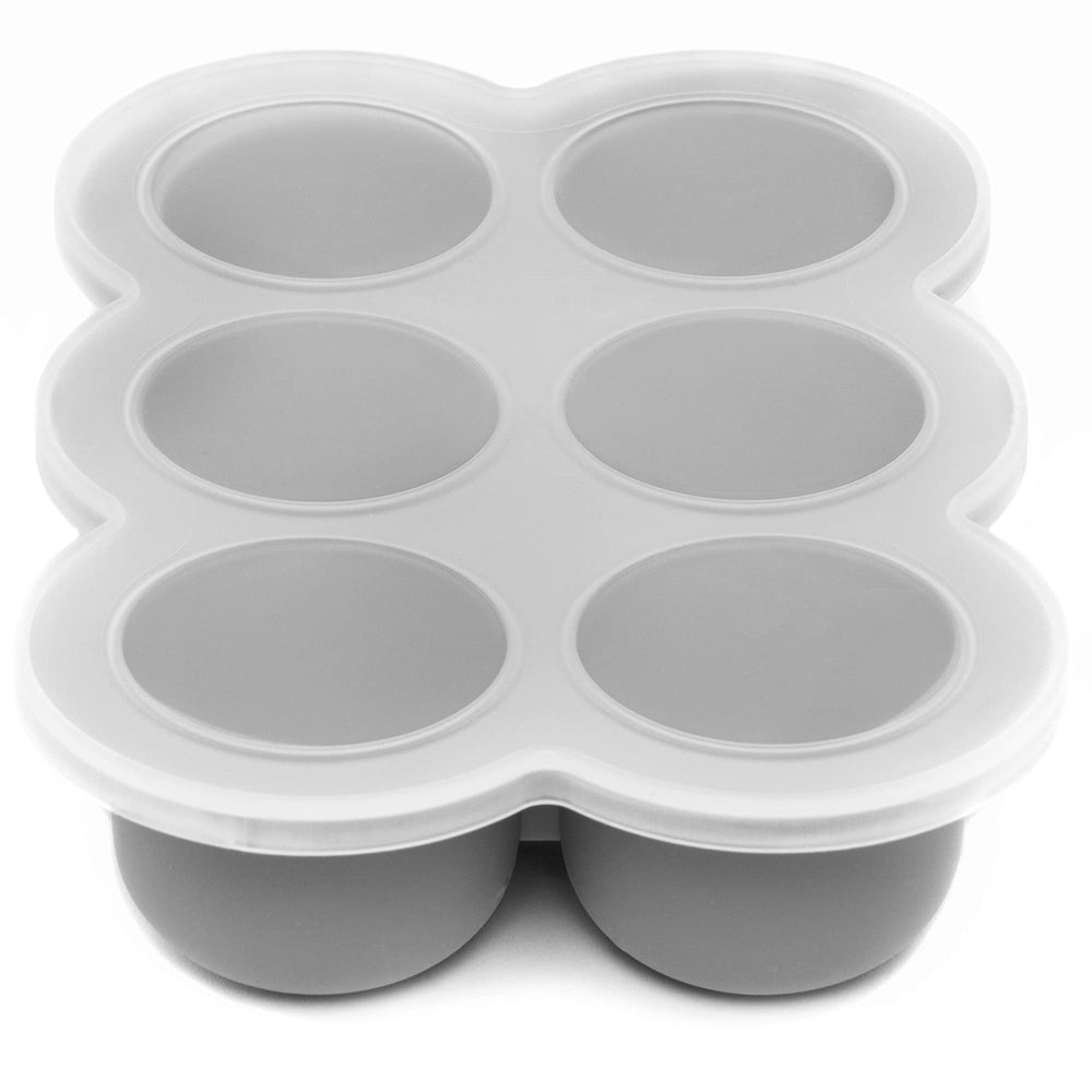 WeeSprout silicone freezer tray with clip-on lid for secure, spill-free storage in the freezer.