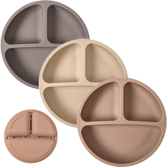 WeeSprout silicone plates pack three durable dishes for mess-free family meals.