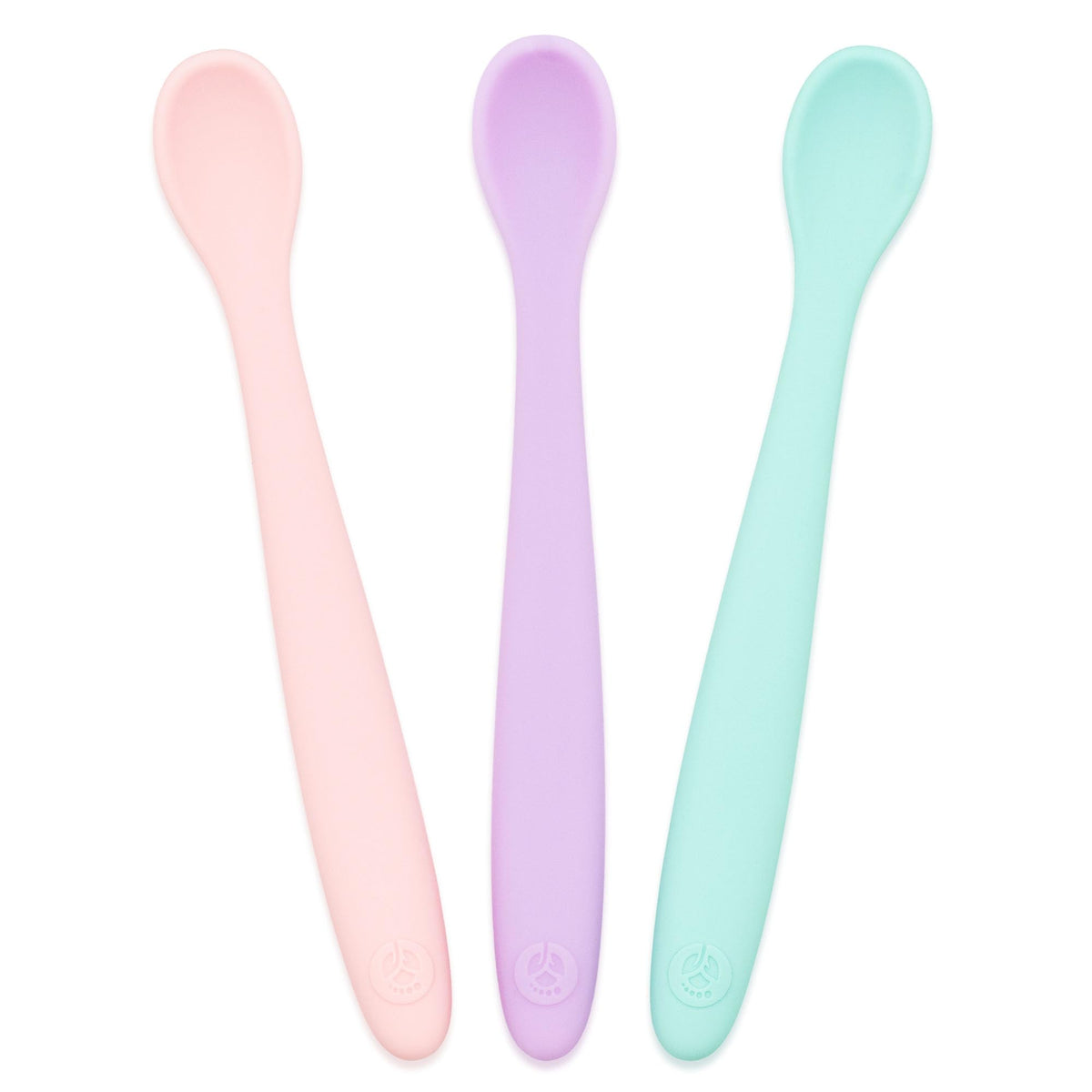 WeeSprout silicone spoons soft-tip closeup shows gentle gums-friendly design for Stage 1 self-feeding.