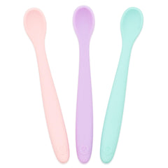 WeeSprout silicone spoons soft-tip closeup shows gentle gums-friendly design for Stage 1 self-feeding.