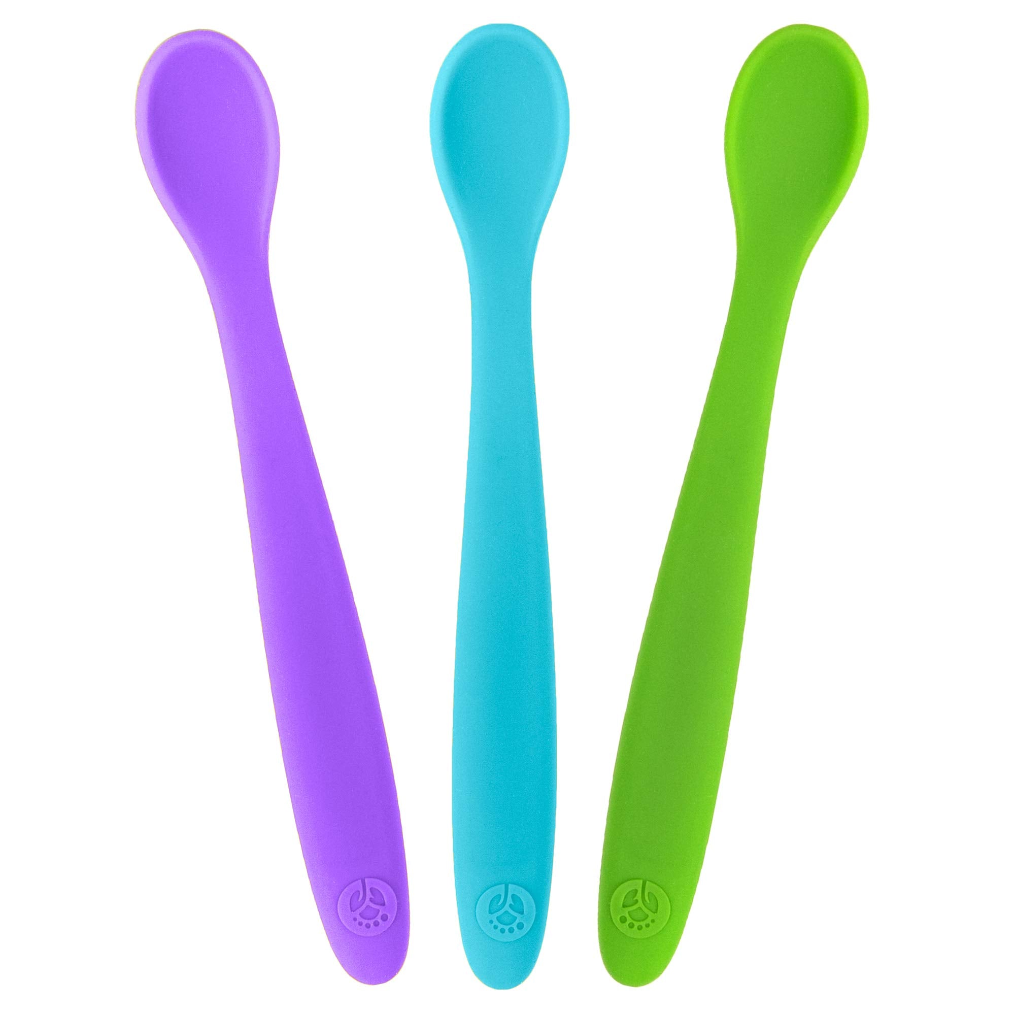 WeeSprout Stage 1 soft-tip silicone spoons for gentle gum comfort during self-feeding.