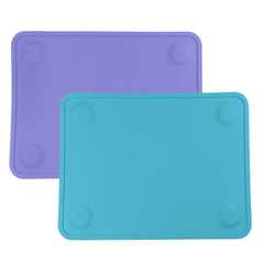 WeeSprout silicone suction placemats on table showing spill containment