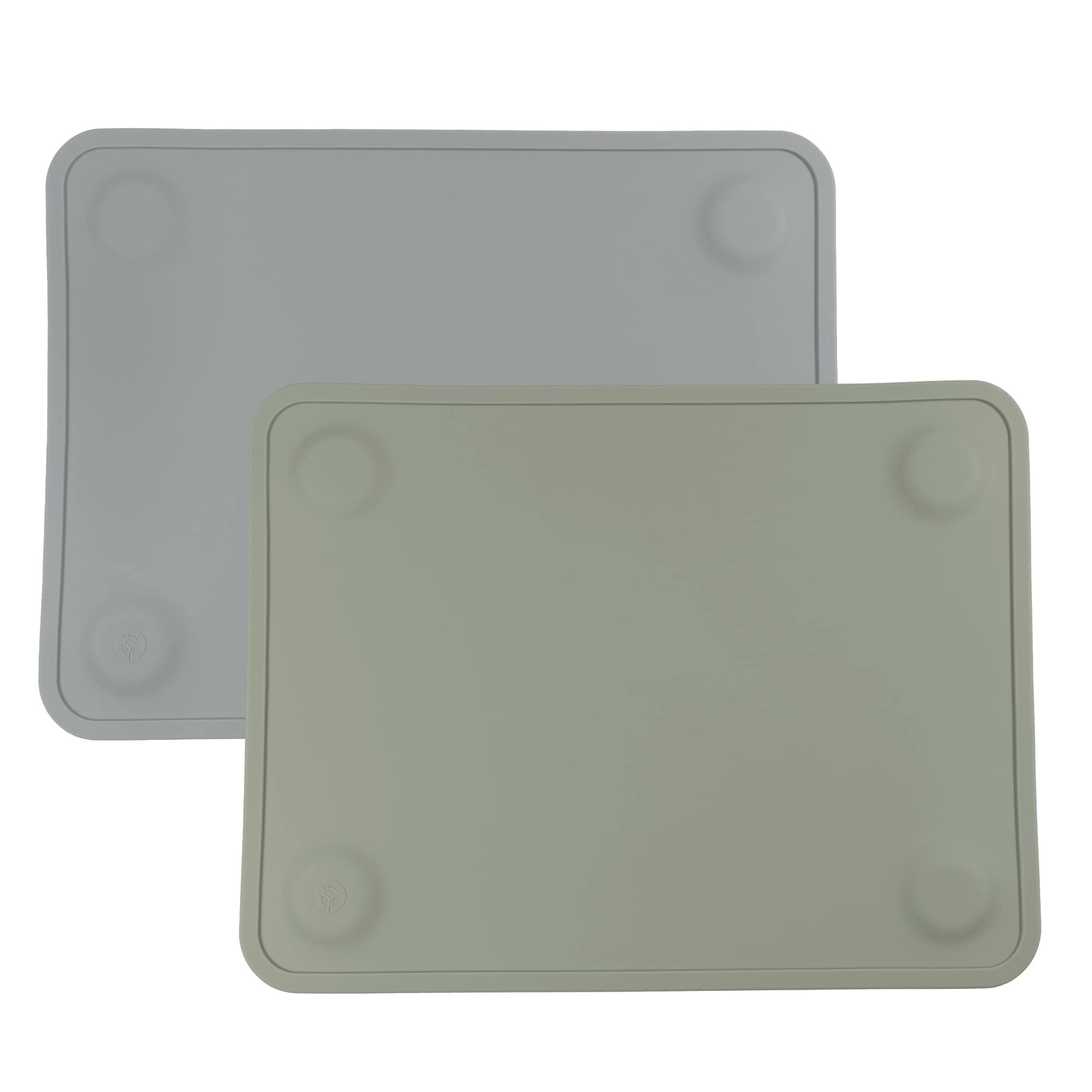 WeeSprout two-pack placemats shown on table with suction cups for mess-free meals