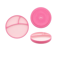 WeeSprout silicone suction plate top view keeps meals tidy and spills low