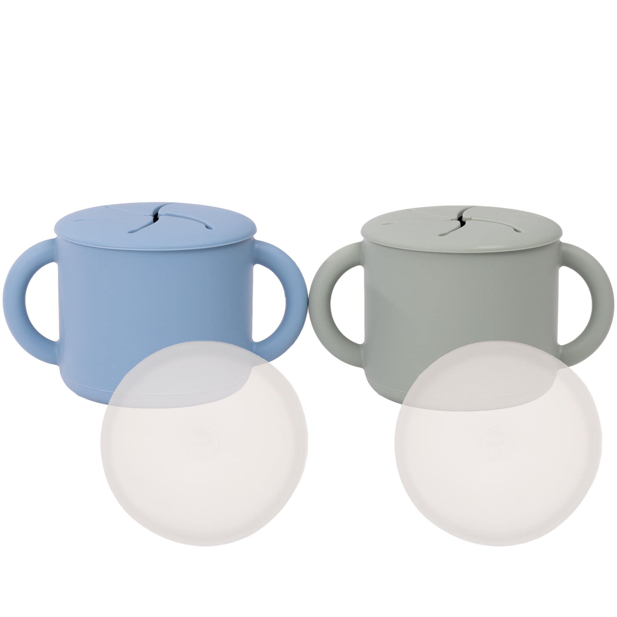 WeeSprout snack containers with two handles for easy toddler grip and independent snacking.