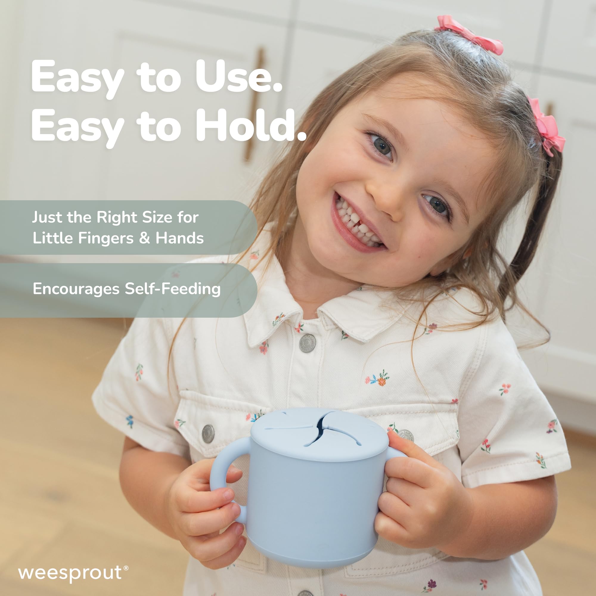 WeeSprout snack cups premium-hard-plastic lids sturdy and durable for growing families.