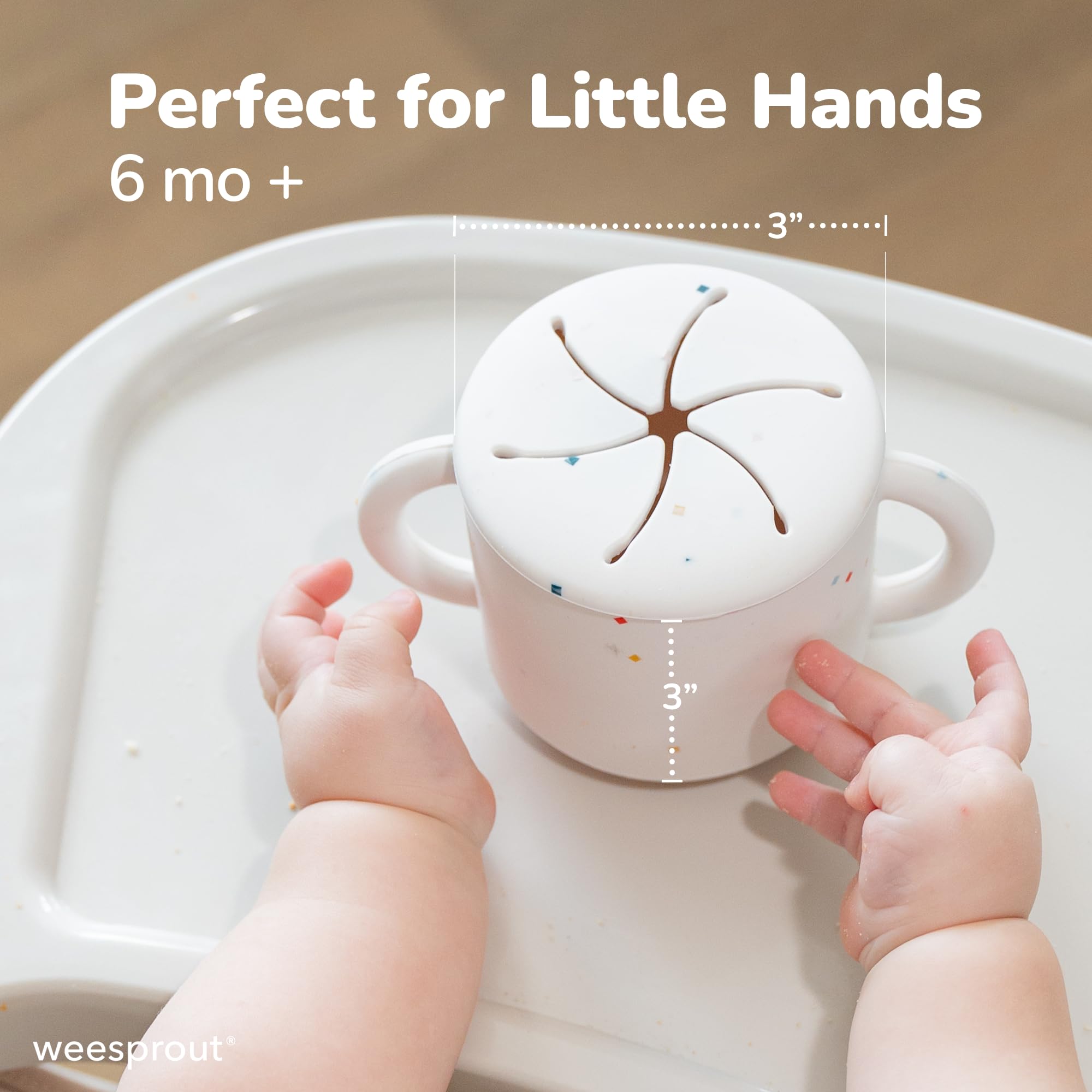 WeeSprout snack cups silicone close-up highlighting soft, safe material.
