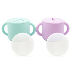 WeeSprout snack cups two-pack with lids for mess-free on-the-go snacking.