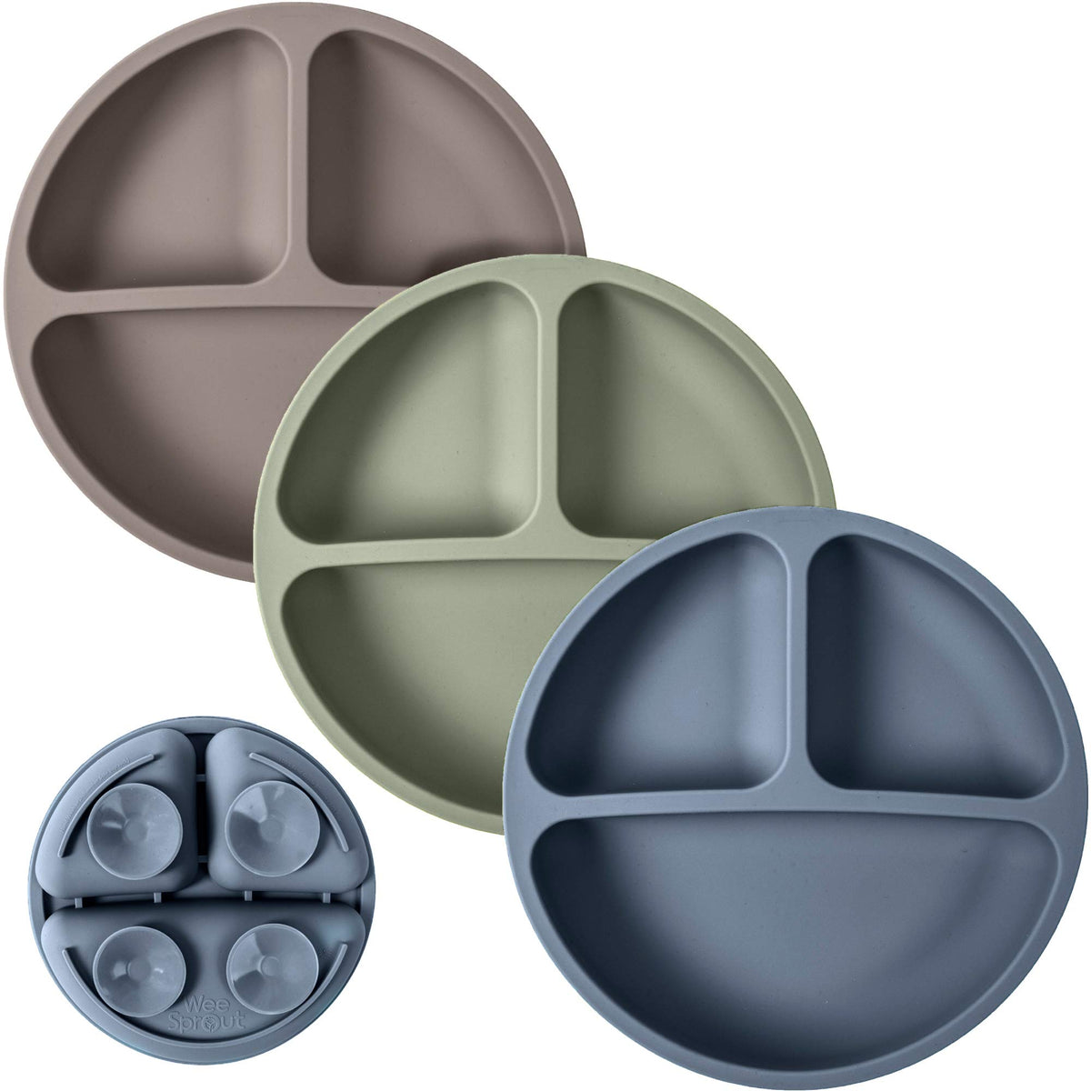 WeeSprout suction plate on table surface with secure grip for mess-free toddler meals.