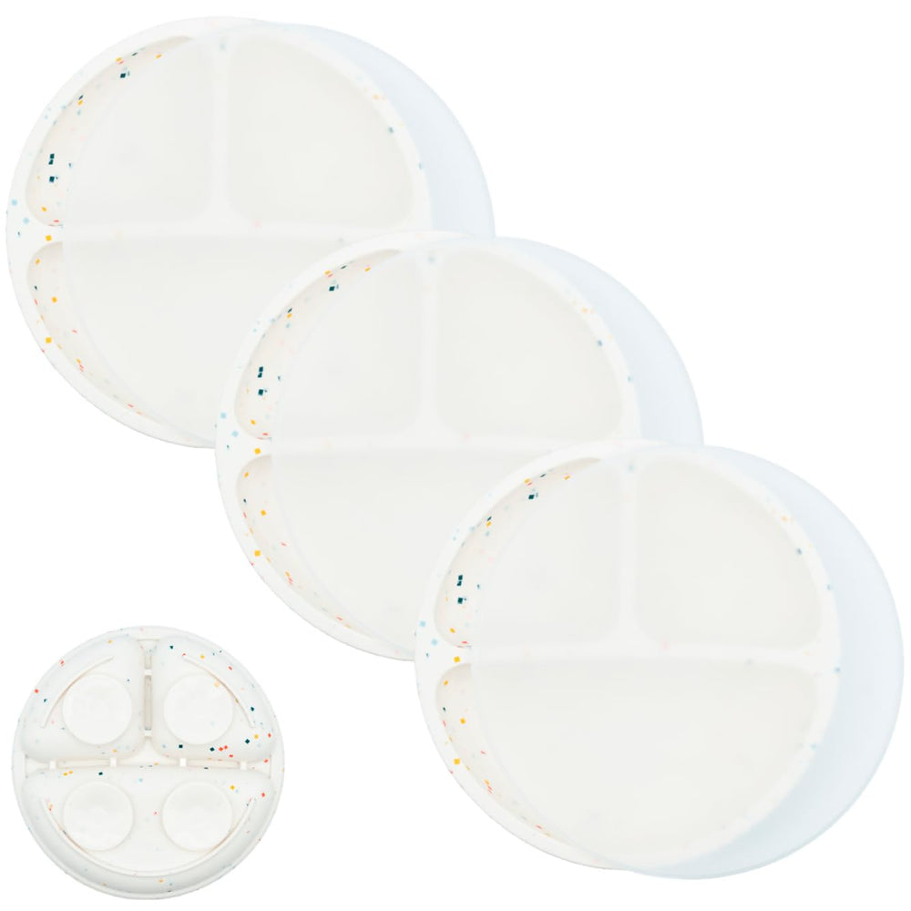 WeeSprout suction plates 3-pack on table show stable, mess-free toddler dining.