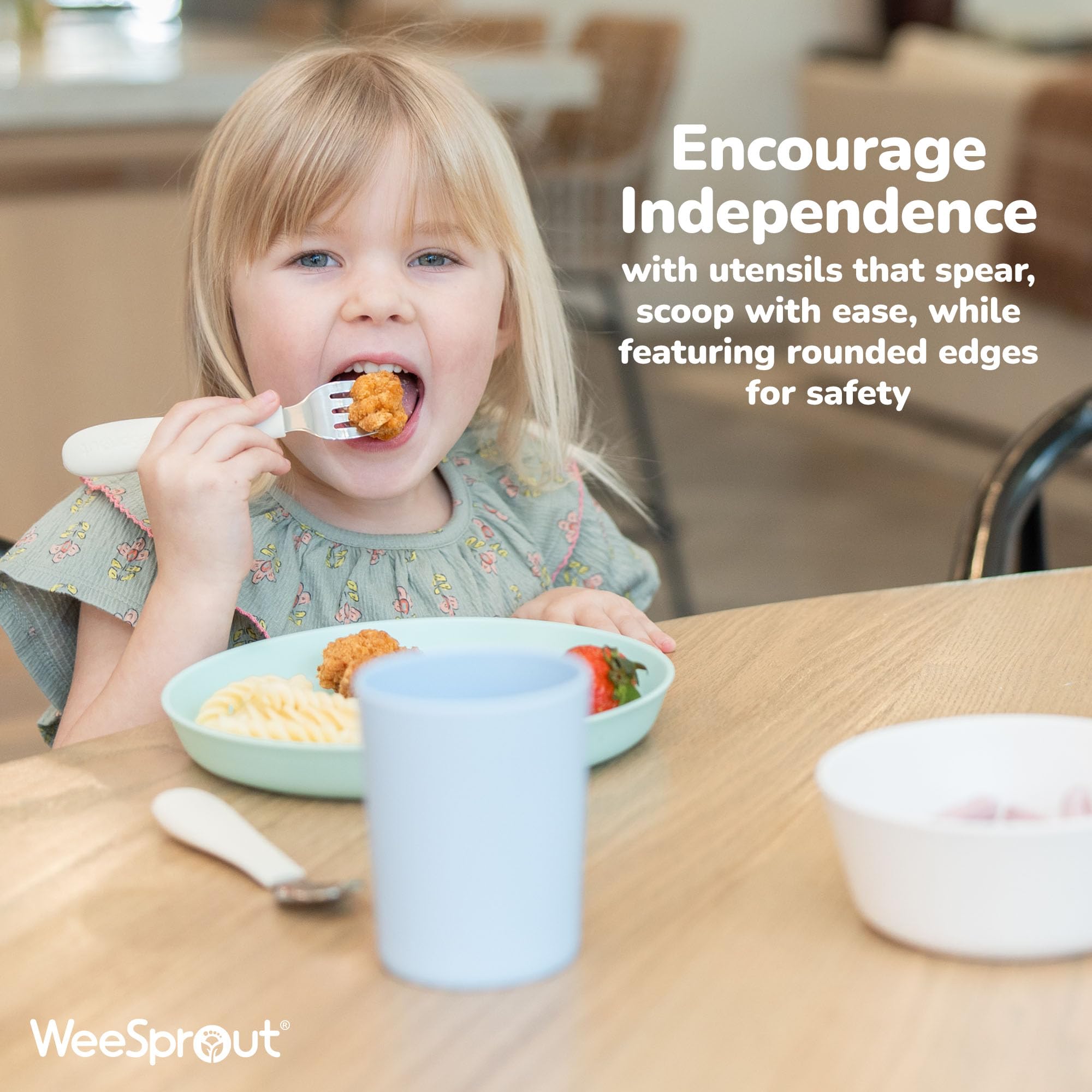 WeeSprout toddler utensils perfect-length designed for new self-feeders