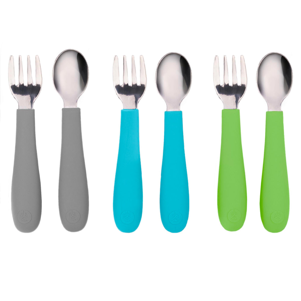 WeeSprout toddler utensils set with forks and spoons for confident self-feeding.