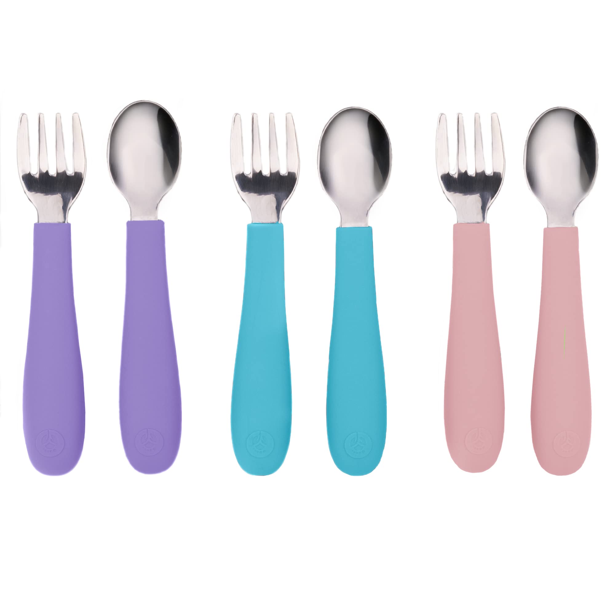 WeeSprout toddler utensils set - kid-friendly forks and spoons for independent self-feeding
