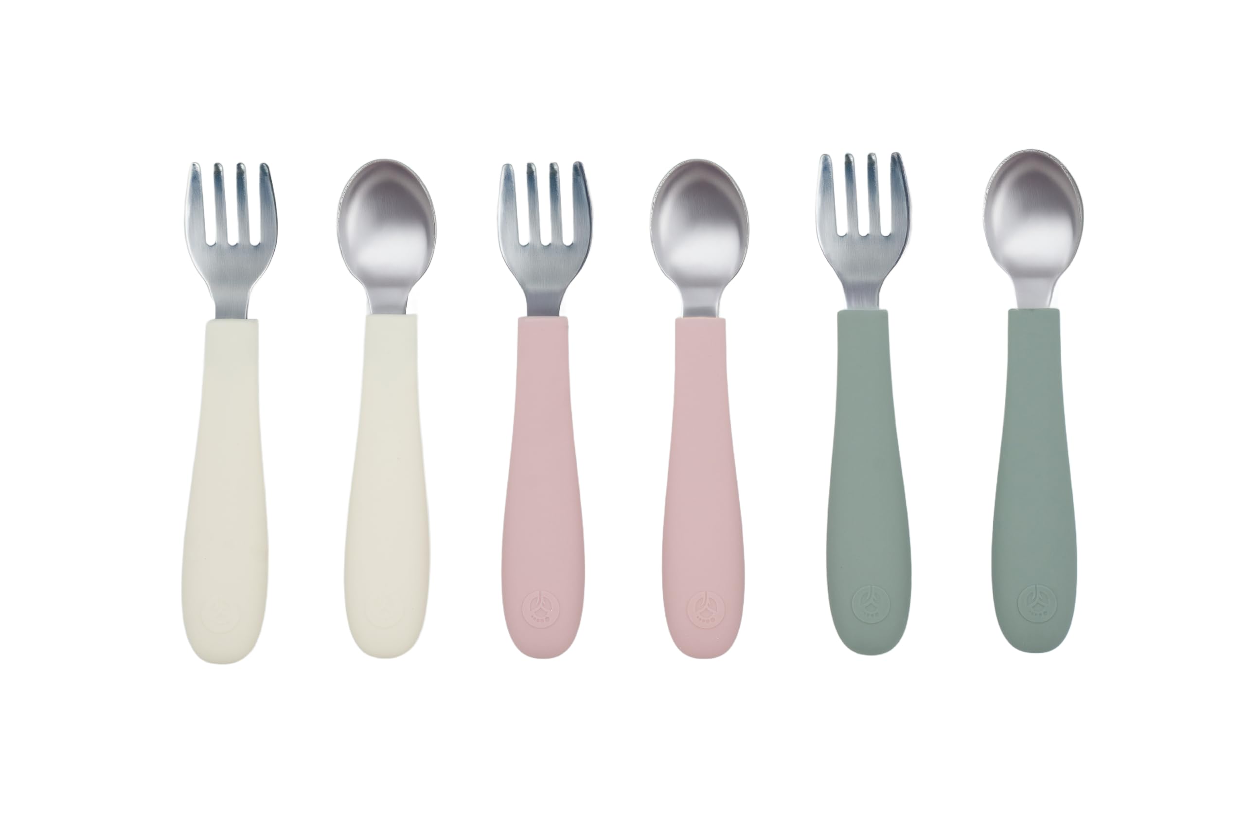 WeeSprout toddler utensils stainless-silicone-set for independent self-feeding with durable material