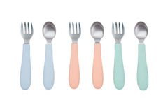 WeeSprout toddler utensils three forks three spoons for independent self feeding.