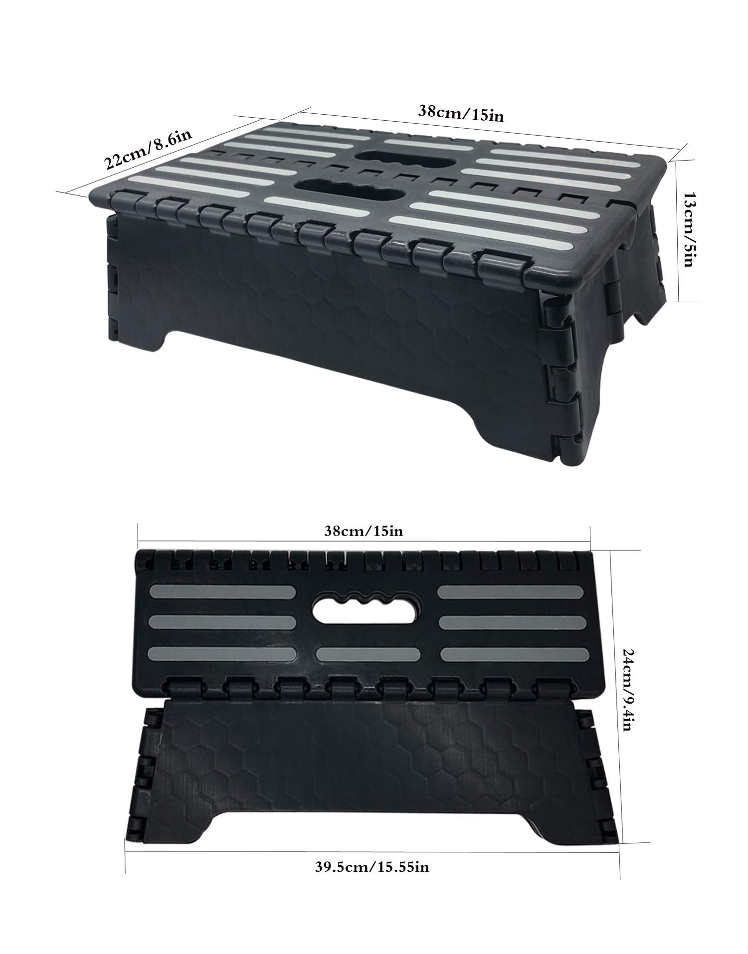 WeFaner 5-inch folding step side view highlights compact footprint and stable footing.