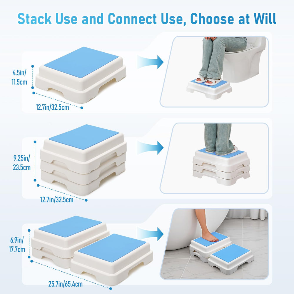 Wefaner bath step stackable-design demonstrates flexible height and compact storage.