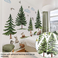 Wefaouse bear wall sticker illustration showcases large-scale forest art for nursery walls.