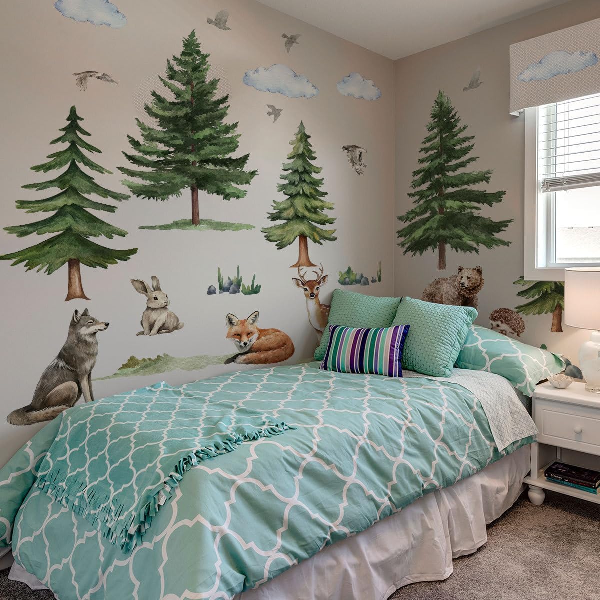 Wefaouse rabbit wall sticker soft-toned design suits kid-friendly playrooms and classrooms.
