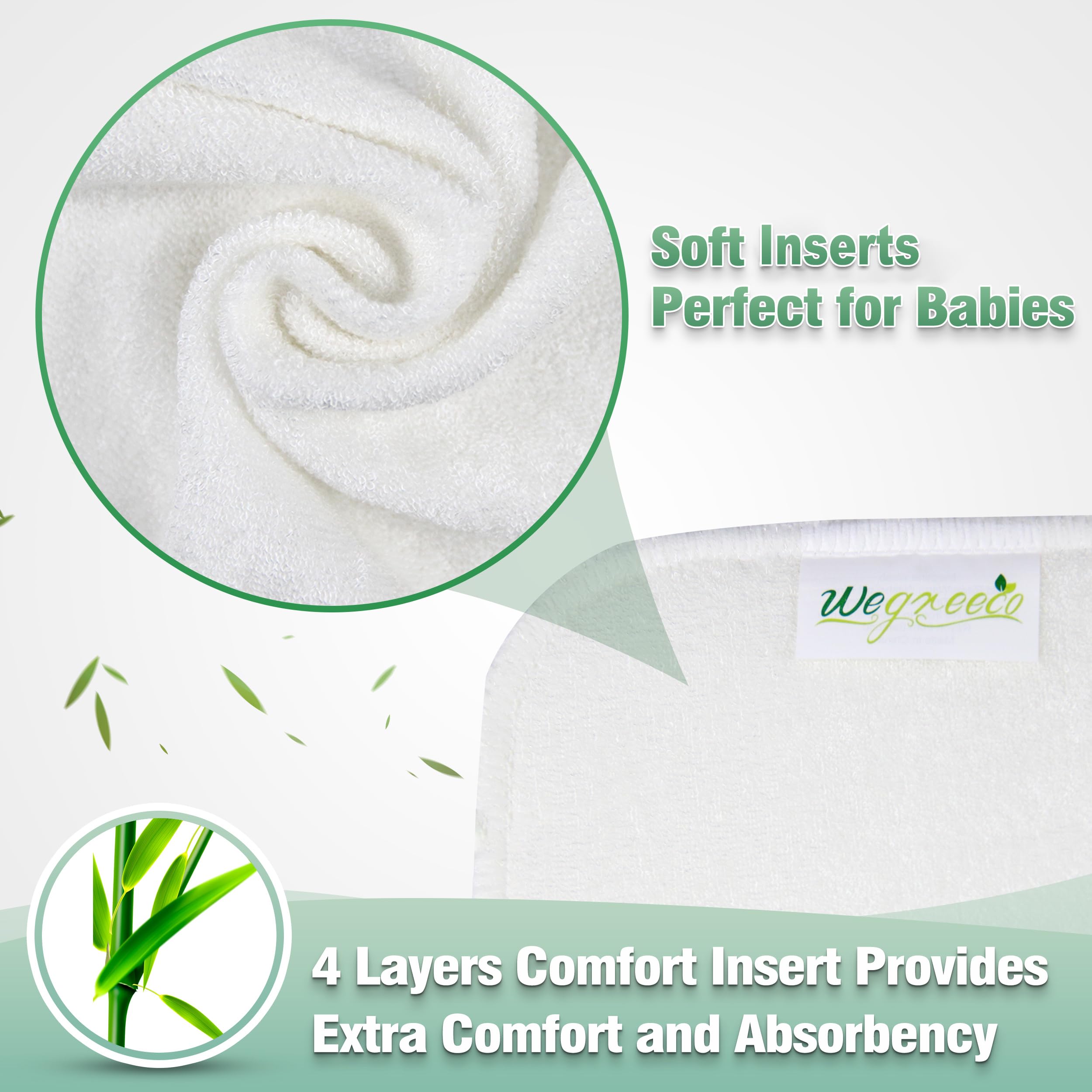 Wegreeco 4-layer inserts deliver gentle absorbency without bulk.