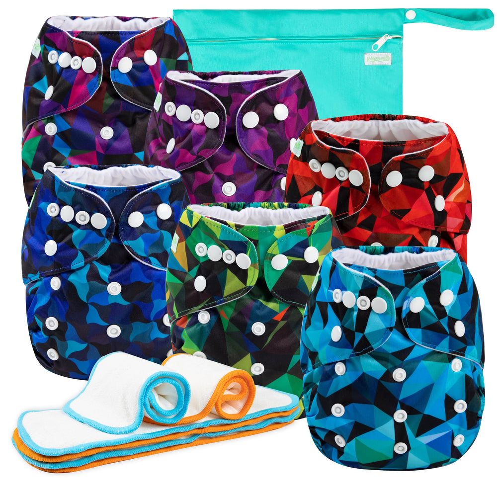 Wegreeco abstract geometrical diapers front view—premium reusable option for quick diapering