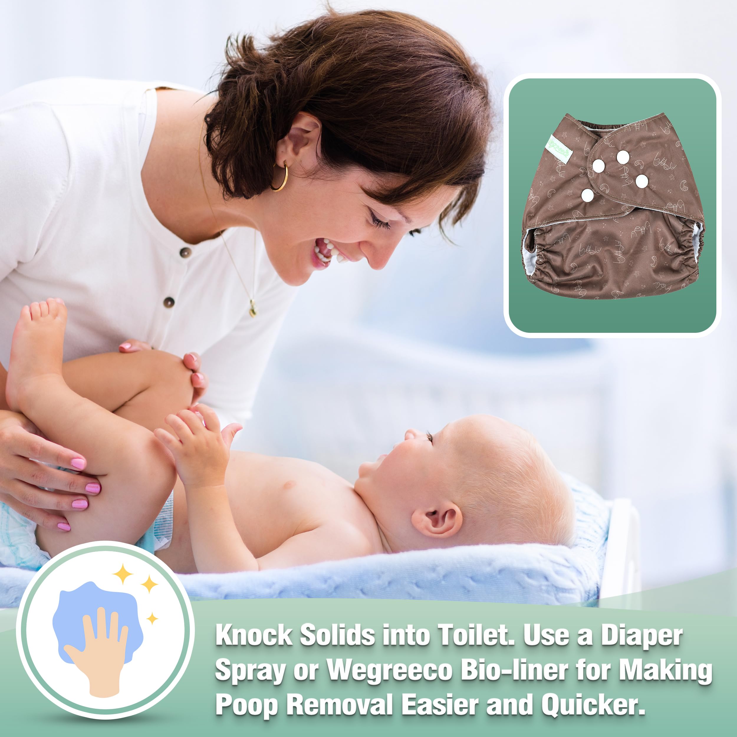 Wegreeco baby wearing cloth diaper for comfortable all-day use.