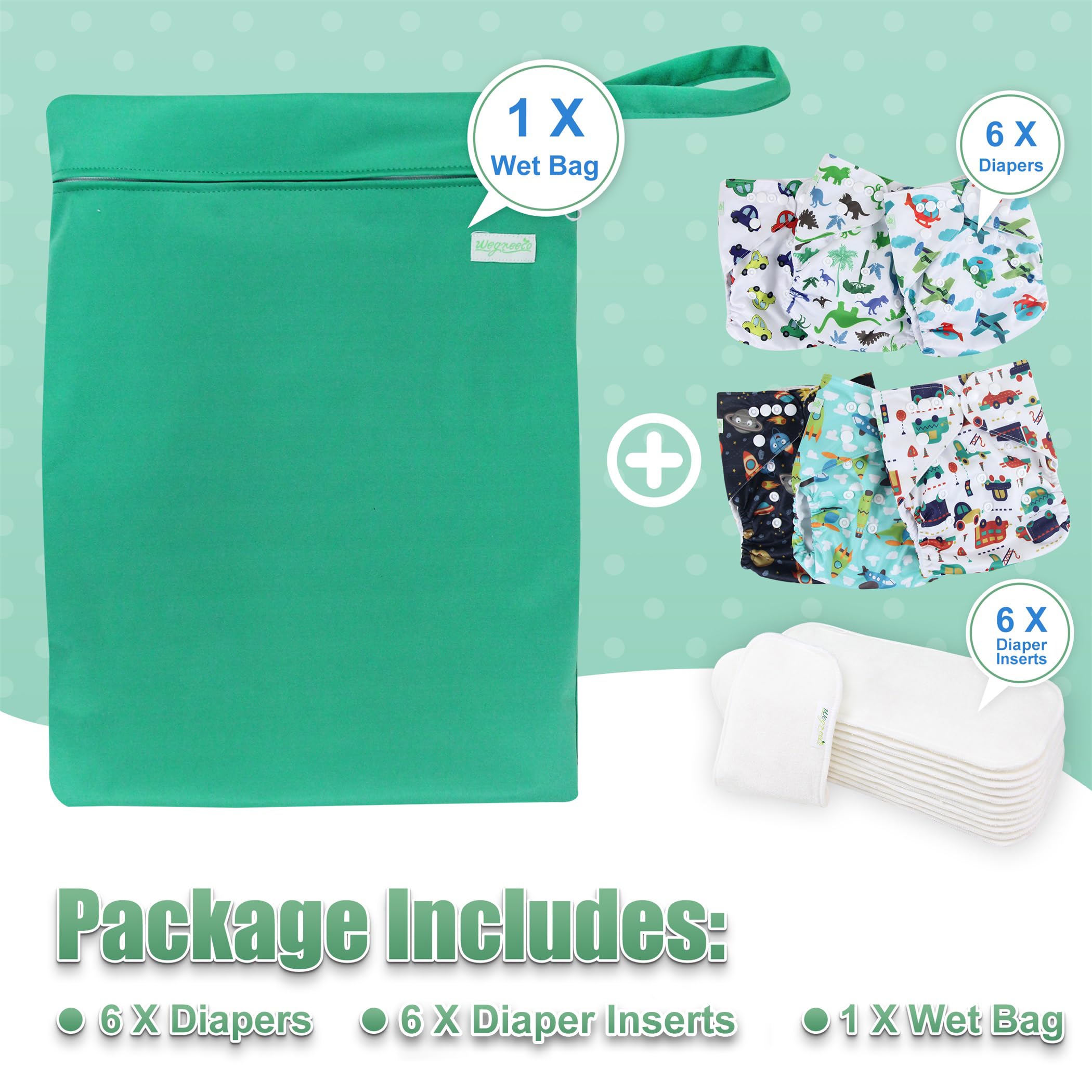 Wegreeco reusable diaper set ideal for eco-friendly baby care.