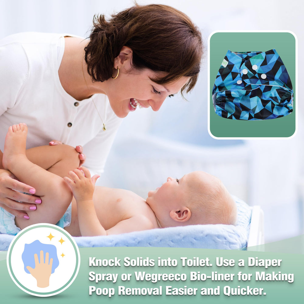 Wegreeco cloth diaper care close-up—reusable, easy to wash
