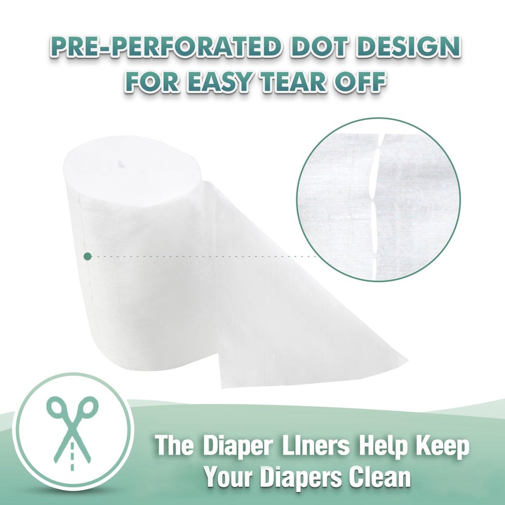 Wegreeco cloth diaper liners sheet 7x12 demonstrating easy tear-and-place use during changes.