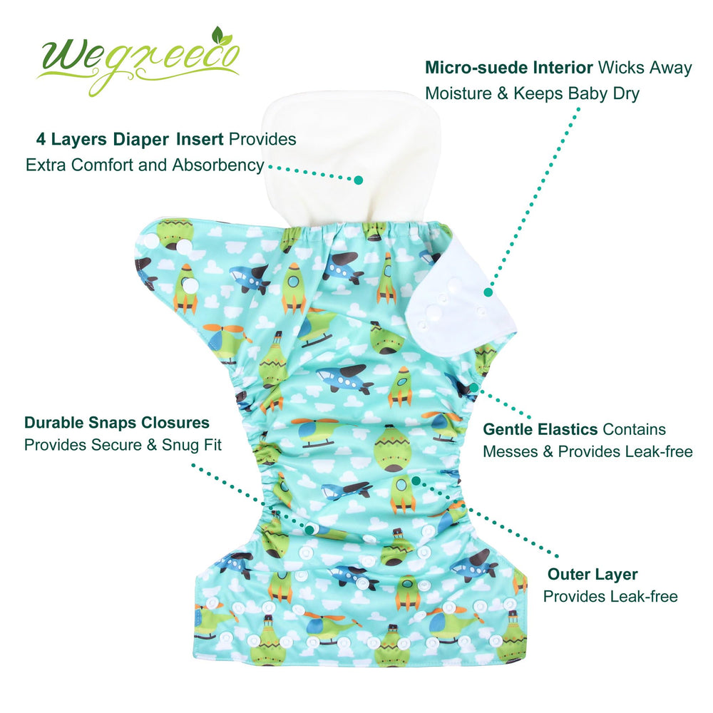 Wegreeco 6 inserts demonstrating enhanced absorbency and quick-dry fabric.